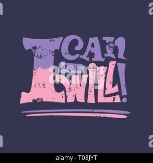 Ich kann und werde motivational Poster Zitat Stock Vektor