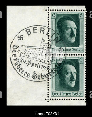 Deutsche historische Stempel: 48. Geburtstag von Adolf Hitler mit speziellen ersten Tag Stornierung, FDC, Reichskanzlei, Berlin, DR, Drittes Reich Stockfoto