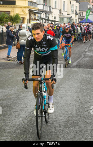 Ben Swift vor der Phase 6 (Sidmouth zu Haytor) der Tour 2016 von Großbritannien in Sidmouth, East Devon, Südwest-England, UK. Stockfoto