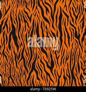 Helles Orange Tiger Skin, detaillierte nahtlose Muster Stock Vektor