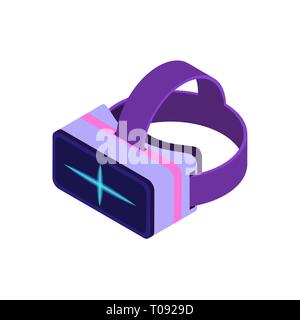 Isometrische Virtual Reality Brillen, Augmented Reality Headsets und VR-Helm, VR-Brille. 3D-Realität Schutzbrillen. Die Objekte werden auf den Weißen entfernt Stock Vektor