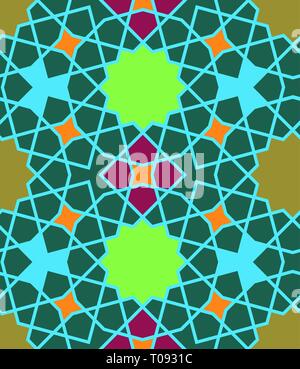 Östliche islamische bunten Ornament nahtlos. Durchgeschleifte Leitungen mit Sternen. Vector Illustration. Stock Vektor