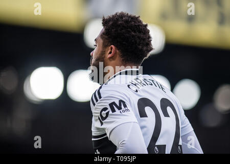 LONDON, ENGLAND - Februar 02: Cyrus Christie von Fulham in der Premier League Match zwischen Crystal Palace und Fulham FC am Selhurst Park am 2. Februar 2019 in London, Vereinigtes Königreich. (Sebastian Frej/MB Medien) Stockfoto