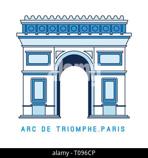Line Art Triumphbogen, Arc de Triomphe, Paris, Europäische berühmte Denkmal, Vector Illustration im flachen Stil. Stock Vektor
