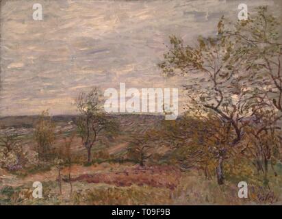 "Windigen Tag am Veneux'. Frankreich, 1882. Abmessungen: 60 x 81 cm. Museum: Staatliche Eremitage, St. Petersburg. Autor: Alfred Sisley. Stockfoto