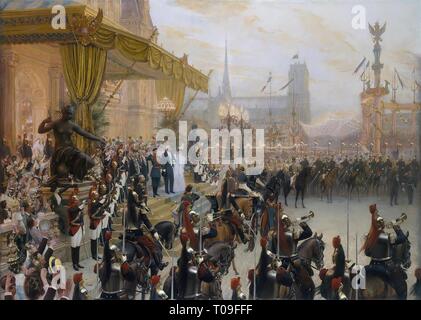 '' Feierlicher Empfang von Nikolaus II. in Paris''. Russland, ca. 1896-1897. Abmessungen: 180 x 200 cm. Museum: Staatliche Eremitage, St. Petersburg. Autor: GEORGES BECKER. Stockfoto