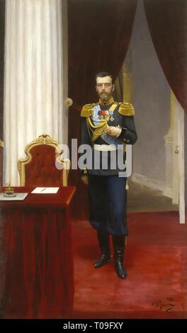 "Porträt des Kaisers Nikolaus II'. Russland, 1895. Abmessungen: 297 x 177 cm. Museum: Staatliche Eremitage, St. Petersburg. Autor: Ilja Repin. ILYA Yefimovich Repin. Ilya Yefimovich Repin. Stockfoto