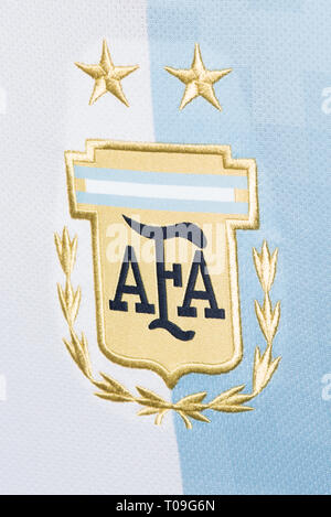 In der Nähe der argentinischen Fußballnationalmannschaft Crest. Stockfoto