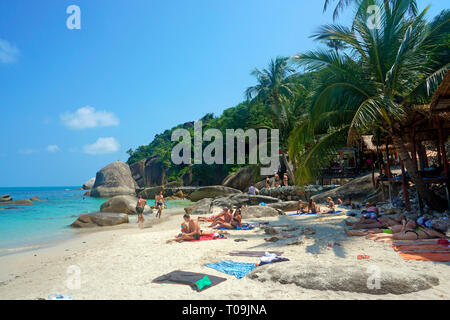 Menschen im Silver Beach, Chrystal Bay, Koh Samui, Golf von Thailand, Thailand Stockfoto