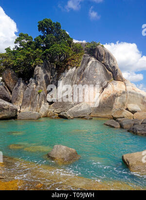 Rock Formation Hin Ta und Hin Yai Felsen, beliebter Aussichtspunkt an Lamai Beach, Koh Samui, Golf von Thailand, Thailand Stockfoto