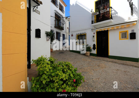 Blick auf die Straßen in der Altstadt von Altea, Costa Blanca, Spanien, Europa Stockfoto