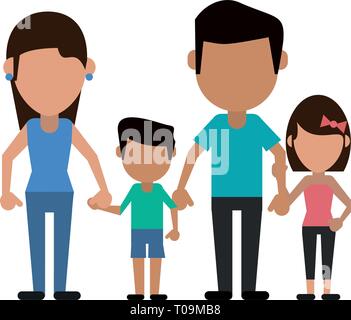 Familie Avatar gesichtslosen Cartoon Stock Vektor