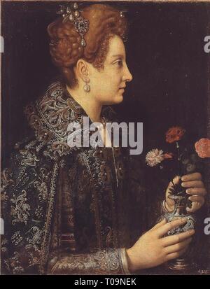 "Porträt einer jungen Frau im Profil". Italien, Ende des 16. Jahrhunderts. Abmessungen: 68,5 x 52,5 cm. Museum: Staatliche Eremitage, St. Petersburg. Thema: Anguisciola (Sofonisba Anguissola). SOFONISBA ANGUISCIOLA. Stockfoto