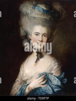 "Frau in Blau". Großbritannien, Ende 1770 - Anfang 1780. Abmessungen: 76,5 x 63,5 cm. Museum: Staatliche Eremitage, St. Petersburg. Autor: Thomas Gainsborough. Stockfoto