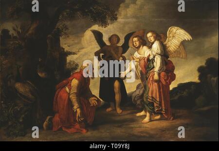 "Abraham und die drei Engel. Holland, 162 [3]. Abmessungen: 72 x 101 cm. Museum: Staatliche Eremitage, St. Petersburg. Autor: Pieter Lastman. Stockfoto