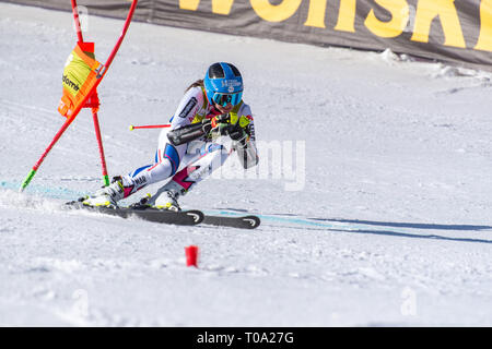 Soldeu-El Tarter, Andorra. 17 Mär, 2019. MIKAELA SHIFFRIN USA nimmt Teil an dem Rennen für den Herren Slalom Rennen der FIS Alpine Ski World Cup Finale Soldeu-El Tarter Andorra, am 17. März 2019. Quelle: Martin Silva Cosentino/Alamy leben Nachrichten Stockfoto