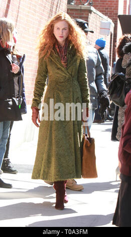 New York, USA. 18. Mär 2019. Nicole Kidman Schmierfilmbildung auf Position für HBO zeigen das Verhängnis in New York New York, USA. 18. Mär 2019. Credit: RW/MediaPunch Credit: MediaPunch Inc/Alamy leben Nachrichten Stockfoto