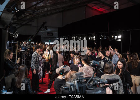 Budweiser Gardens, London, Ontario, Kanada. 17. Mär 2019. Die 2019 Juno Awards Red Carpet Media Hub an Budweiser Gardens in London, Ontario, Kanada Kredit: Bobby Singh/Alamy leben Nachrichten Stockfoto