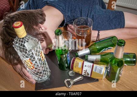 Problem Alkohol Flaschen Stockfoto