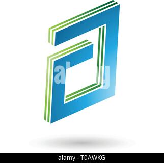 Vector Illustration von Grünen und Blauen rechteckigen Layered Brief A Stock Vektor