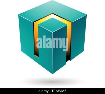 Vector Illustration von Grün und Gelb 3d-Bold Cube Stock Vektor