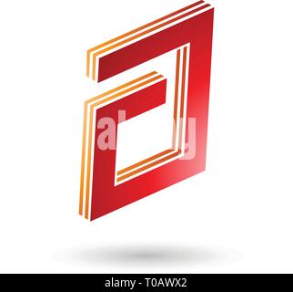 Vector Illustration von Orange und Rote rechteckige 2-in-1-Brief A Stock Vektor