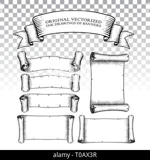 Vector Illustration von Scratchboard Stil Tinte Banner Stock Vektor