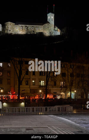 Das Schloss von Laibach und die Altstadt, Laibach, Slowenien. Stockfoto