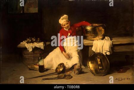 "Junge in der Küche Kochen'. Frankreich, 1893. Abmessungen: 71 x 100 cm. Museum: Staatliche Eremitage, St. Petersburg. Autor: Joseph retten. Stockfoto