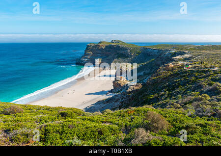 Landschaft von Dias Beach und das Wandern der Pole vom Kap der Guten Hoffnung nahe Kapstadt, Südafrika. Stockfoto