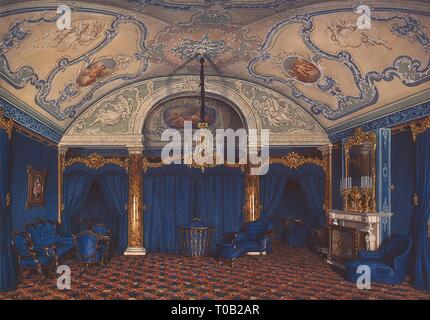 "Interieur des Winter Palace. Die vierte Reserviert Wohnung. Ein Schlafzimmer". Russland, 1868. Abmessungen: 29 x 41,8 cm. Museum: Staatliche Eremitage, St. Petersburg. Autor: Edward Hau. EDUARD HAU. Stockfoto