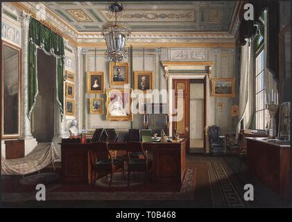 "Interieur des Winter Palace. Die Studie der Kaiser Alexander II. Russland, die zweite Hälfte der 1850er Jahre. Abmessungen: 27,5 x 38,2 cm. Museum: Staatliche Eremitage, St. Petersburg. Autor: Edward Hau. Stockfoto