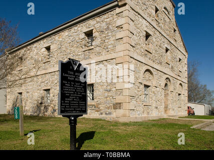 Alte Lancaster Gefängnis unterzeichnen, South Carolina, USA. Stockfoto