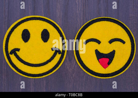 Happy Emoji Avatar Gesicht Emoticon Set Textil Texturen Stockfoto