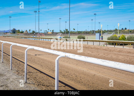 Ein leerer Blick auf die Endphase des Rillito Park Race Track in Tucson, AZ Stockfoto