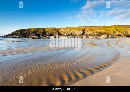 Abend am Strand von Poldhu Cove Cornwall England UK Europa Stockfoto