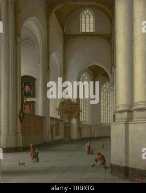 "Interrior der Laurenskerk (Kirche von Saint Lawrence oder Große Kirche) in Rotterdam". Holland, 1662. Abmessungen: 50 x 40 cm. Museum: Staatliche Eremitage, St. Petersburg. Autor: Anthonie de Lorme. Stockfoto