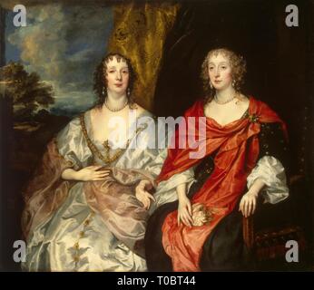 "Portrait von Hofdamen der Königin Henrietta Maria: Anne Killigrew, Frau George Kirke und Charlotte, Lady Seltsame (Gräfin von Derby? )". Ende 1630. Abmessungen: 131,5 x 150,6 cm. Museum: Staatliche Eremitage, St. Petersburg. Autor: Anthony Van Dyck. Stockfoto