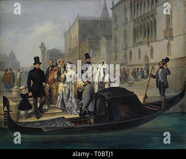 "Die tolstoi Familie in Venedig'. Italien, 1855. Abmessungen: 88 x 110 cm. Museum: Staatliche Eremitage, St. Petersburg. Autor: Giulio Carlini. GIULIO CARLINI. Stockfoto