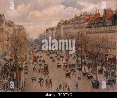 "Boulevard Montmartre in Paris. Frankreich, 1897. Abmessungen: 74 x 92,8 cm. Museum: Staatliche Eremitage, St. Petersburg. Autor: Camille Pissarro. Stockfoto