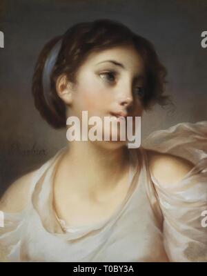 'Kopf eines Mädchens in einem Bläulichen Tunika'. Greuze, Jean-Baptiste. Frankreich, Ende des 18. Jahrhunderts. Abmessungen: 40,3 x 32,2 cm. Museum: Staatliche Eremitage, St. Petersburg. Autor: Paul Barbier. Stockfoto