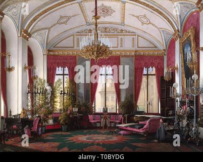 "Interieur des Winter Palace. Die Himbeere Studie von Kaiserin Maria Alexandrowna'. Russland, 1860. Abmessungen: 25 x 33,6 cm. Museum: Staatliche Eremitage, St. Petersburg. Autor: Edward Hau. EDUARD HAU. Stockfoto