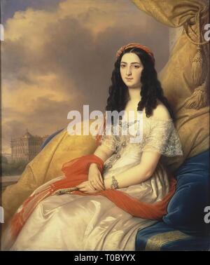 "Porträt der Gräfin d'Ash'. Frankreich, 1844. Abmessungen: 116 x 98 cm. Museum: Staatliche Eremitage, St. Petersburg. Autor: CARL VON STEUBEN. Charles de Steuben. Stockfoto