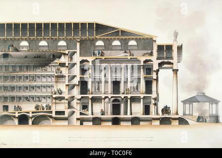 'Design des Bolschoi (große) Theater in St. Petersburg. Schlitz (Hälfte von der Hauptfassade)". Italy-Russia, Anfang des 19. Jahrhunderts. Abmessungen: 64,5 x 95,3 cm. Museum: Staatliche Eremitage, St. Petersburg. Thema: GIACOMO QUARENGHI. Giacomo Antonio Domenico Quarenghi. Stockfoto