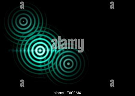 Abstrakte hellen Hintergrund, grüne Schallwellen oszillierende mit Kreis Ring Stockfoto