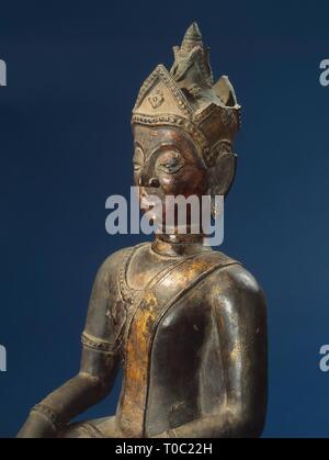 "Gekrönt Buddha Maravijaya'. Siam (heute Thailand). Lanna Kunst (Extreme Bereich Nord), die zweite Hälfte des 16. Jahrhunderts. Abmessungen: h. 44 cm. Museum: Staatliche Eremitage, St. Petersburg. Stockfoto