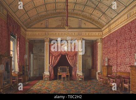 "Interieur des Winter Palace. Die erste reservierte Apartment. Das Schlafzimmer der Grand Princess Maria Nikolayevna'. Russland, 1867. Abmessungen: 31,4 x 45,3 cm. Museum: Staatliche Eremitage, St. Petersburg. Autor: Edward Hau. EDUARD HAU. Stockfoto