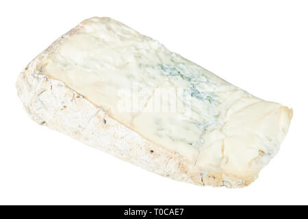 Stück lokale italienische Gorgonzola weicher Blauschimmelkäse auf weißem Hintergrund Stockfoto