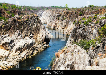 Bhedaghat Marmor Steine, Bhedaghat, Jabalpur, Indien. Stockfoto