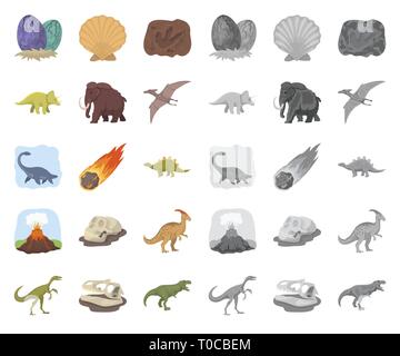 Alter, Tier, antike, Kunst, Cartoon, Mono, Sammlung, Design, Dinosaurier, Dinos, Ei, Eruption, ausgestorben, Flamme, Footprint, Fossilien, gallimimus, Pflanzenfresser, menschliche, Icon, Illustration, isoliert, jurassic, Logo, Säugetier, Mammut, Meteorit, parasaurolophus, Periode, Pflanze, prähistorische, pterodactyloidea bleibt, Felsen, Meer, Muschel, Satz, Zeichen, Stegosaurus, Stein, Symbol, Triceratops, tyrannosaurus, Vector, Vulkan, web Vektor Vektoren, Stock Vektor